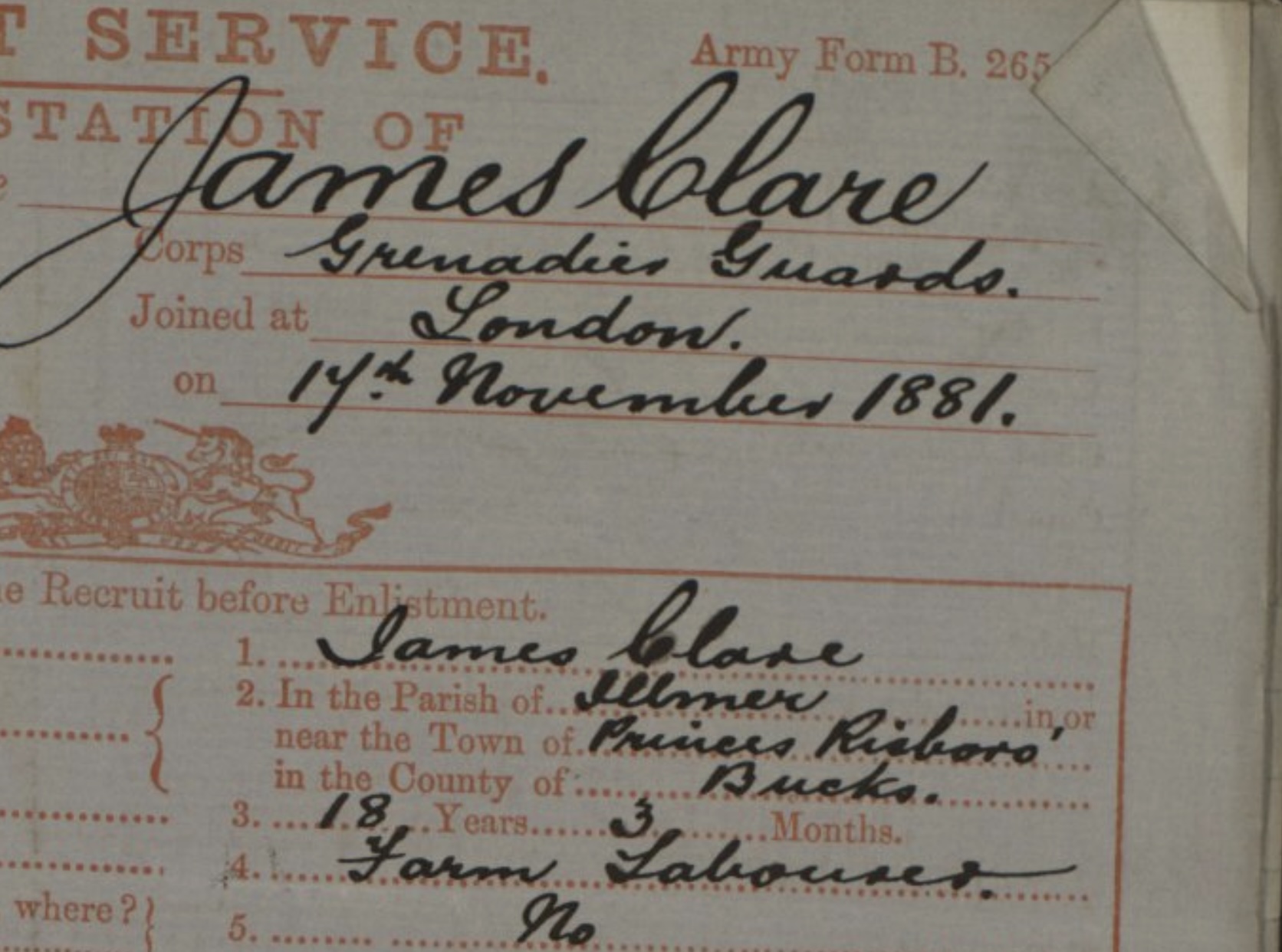 James Clare Enlists